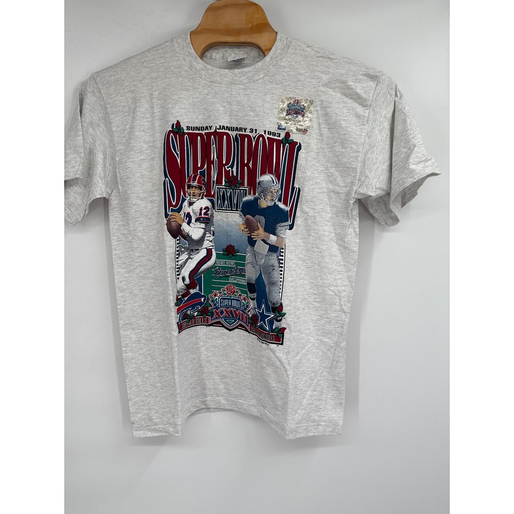 VTG 1993 Cowboys vs Bills Super‎ Bowl XXVII Mens Shirt Short Sleeve Sz L Salem